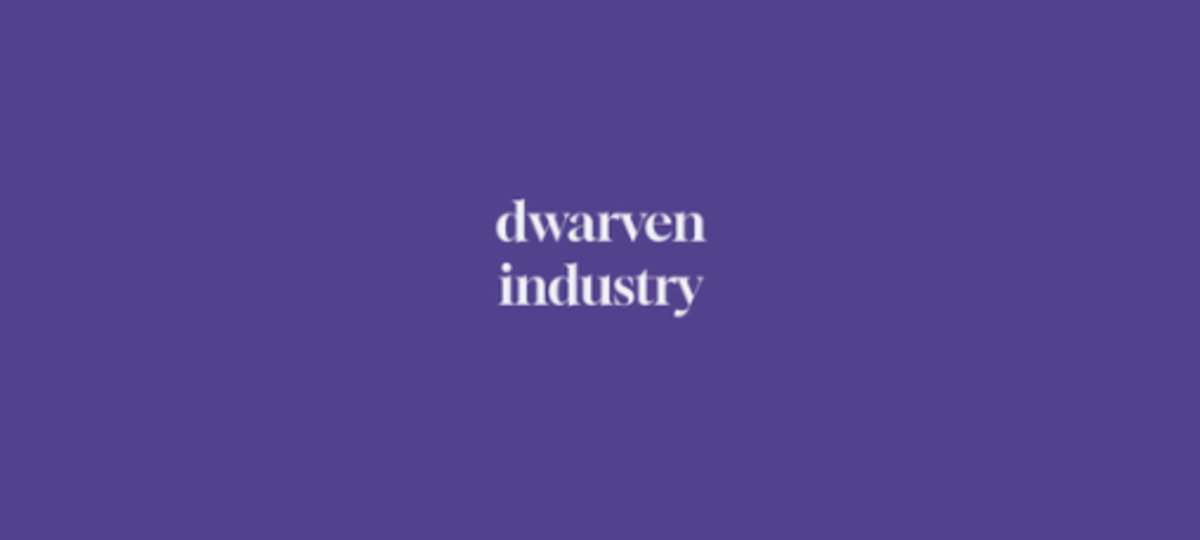 Dwarven Industry wordmark on a purple background